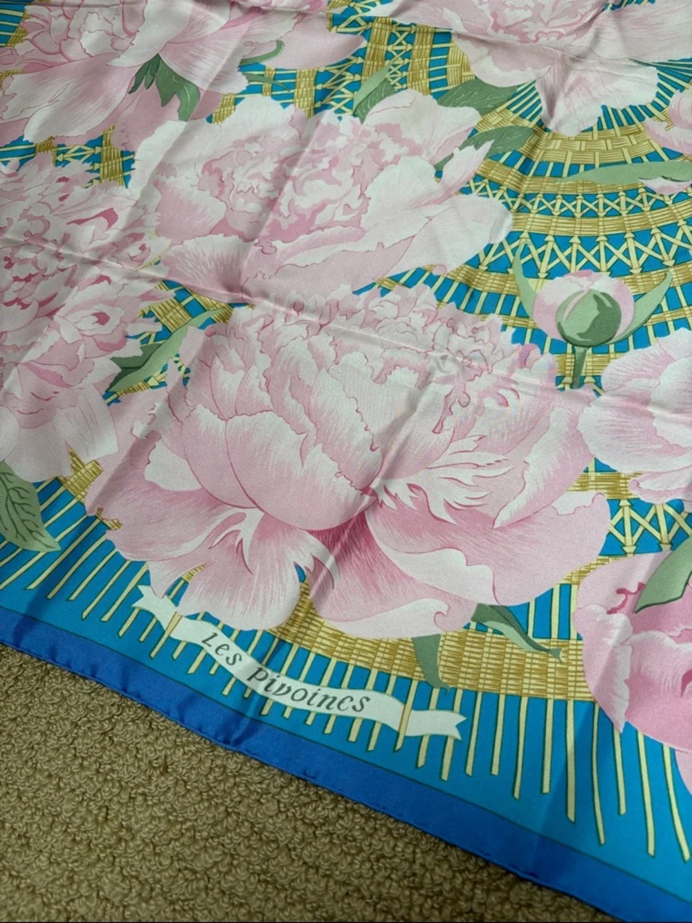 Silk Hermes-Paris Floral Scarf - Picture 2 of 4